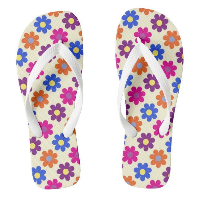 Cute Retro Penny Flower Pattern Thongs (Footbed)