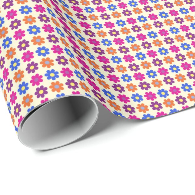 Cute Retro Penny Flower Pattern Wrapping Paper (Roll Corner)