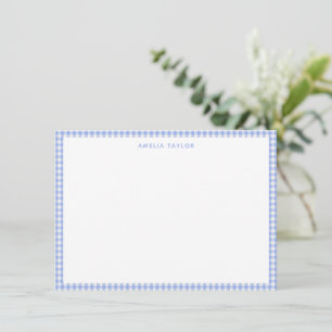 Cute Retro Periwinkle Gingham Plaid Personalised Card