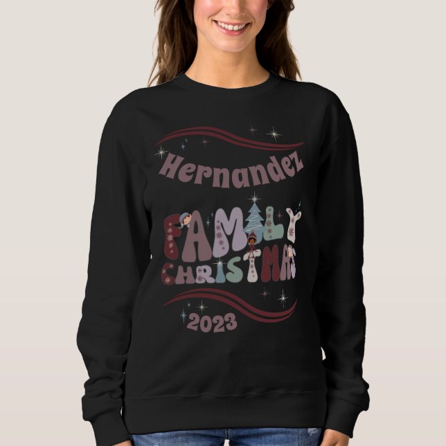 Cute Retro Personalised Family Christmas Sweatshirt (Front)