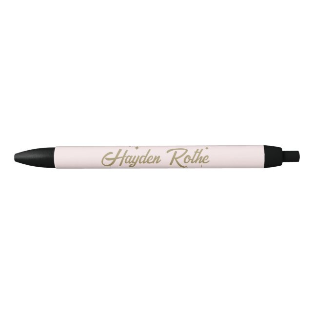 Cute Retro Pink and Gold Black Ink Pen (Front)