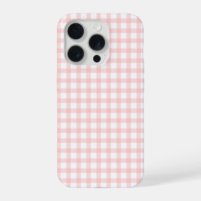 Cute Retro Pink Gingham Plaid pattern iPhone Case (Back)