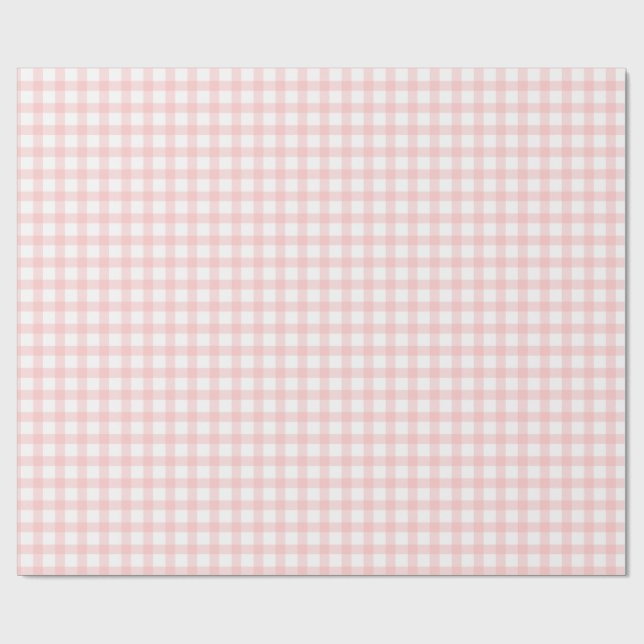 Cute Retro Pink Gingham Plaid pattern Wrapping Paper (Flat)