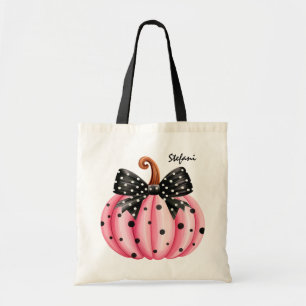 Cute Retro Pink Pumpkin Personised Tote Bag