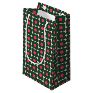 Cute Retro Pop Flower Pattern Christmas Green Small Gift Bag