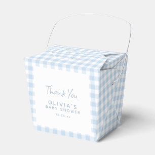Cute Retro Preppy Light Blue Gingham Baby Shower Favour Box