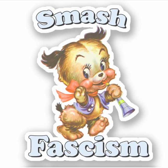Cute Retro Puppy - Smash Fascism (Front)