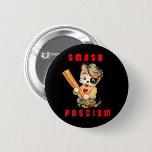 Cute Retro Puppy - Smash Fascism 6 Cm Round Badge