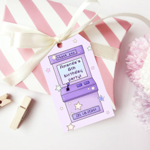 Cute Retro Purple Arcade Game Kids Birthday Gift Tags