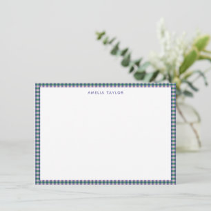 Cute Retro Purple Green Gingham Plaid Personalized Card