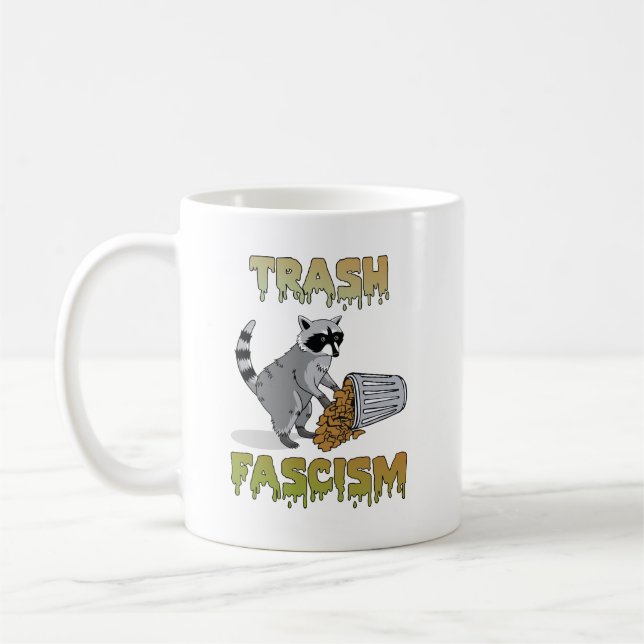 Cute Retro Racoon - Trash Fascism Coffee Mug (Left)