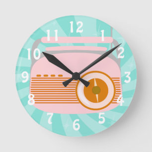Cute Retro Radio Round Clock