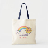 Cute Retro Rainbow And Sun Custom Teacher Name