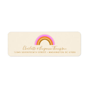 Cute Retro Rainbow Custom Script Return Address Label