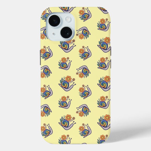 Cute Retro Rainbow Snail Apple iPhone Case (Back)