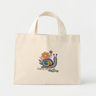 Cute Retro Rainbow Snail Tote Bag, Canvas