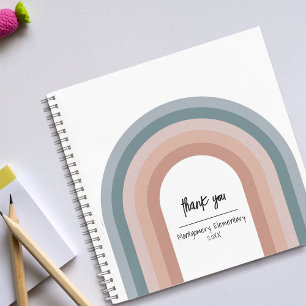 Cute Retro Rainbow Thank You Teacher Checklist Notebook