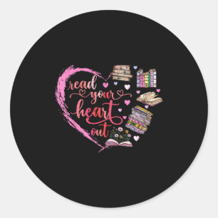 Cute Retro Reading Book Reader Women Valentine  Classic Round Sticker