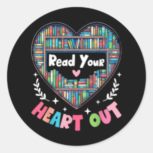 Cute Retro Reading Book Reader Women Valentine Classic Round Sticker