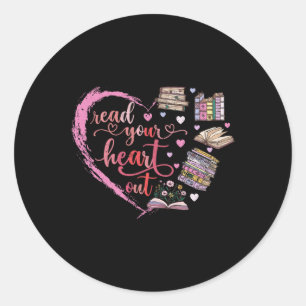 Cute Retro Reading Book Reader Women Valentine Classic Round Sticker