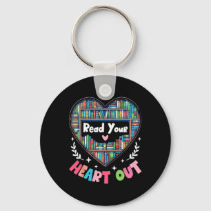 Cute Retro Reading Book Reader Women Valentine Key Ring