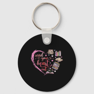 Cute Retro Reading Book Reader Women Valentine Key Ring