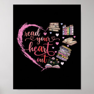Cute Retro Reading Book Reader Women Valentine  Poster