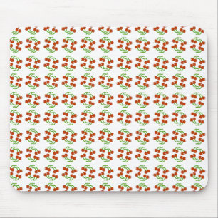Cute Retro Red Cherries on White Classic Pattern Mouse Pad