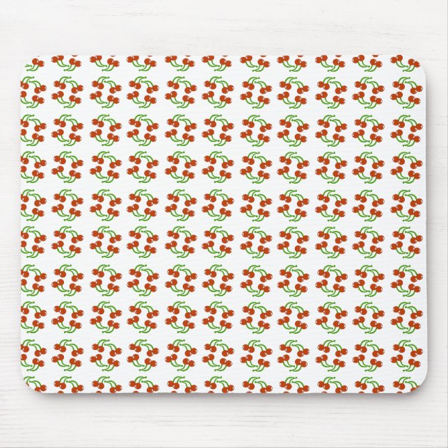 Cute Retro Red Cherries on White Classic Pattern Mouse Pad (Front)