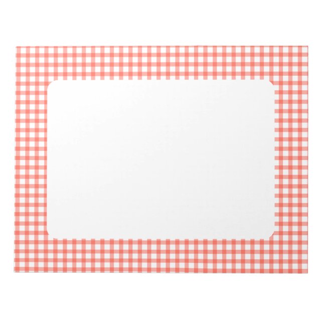 Cute Retro Red Gingham Plaid pattern Notepad (Front)