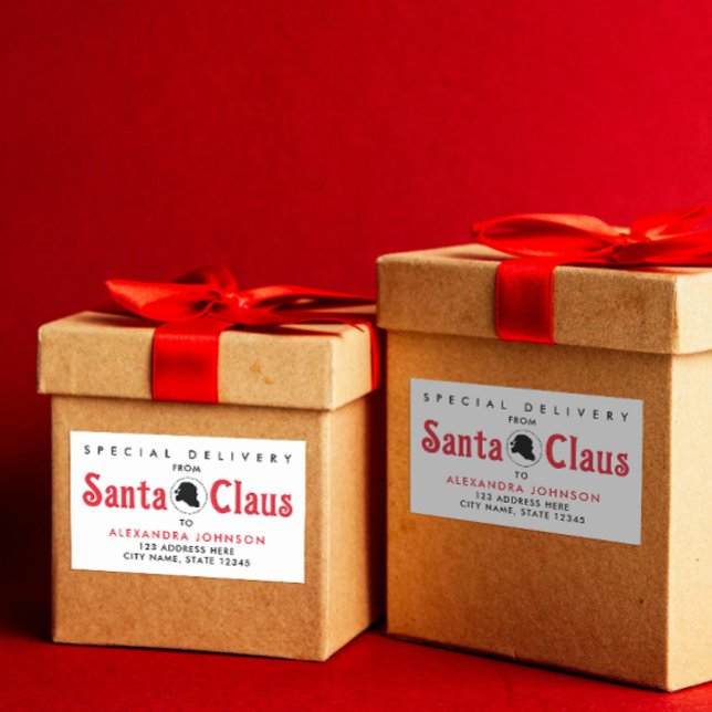 Cute Retro Red Santa Claus Desk Christmas Delivery Rectangular Sticker (Creator Uploaded)