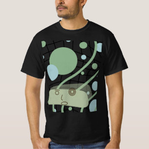 Cute Retro Robot Art Graphic Black T-Shirt