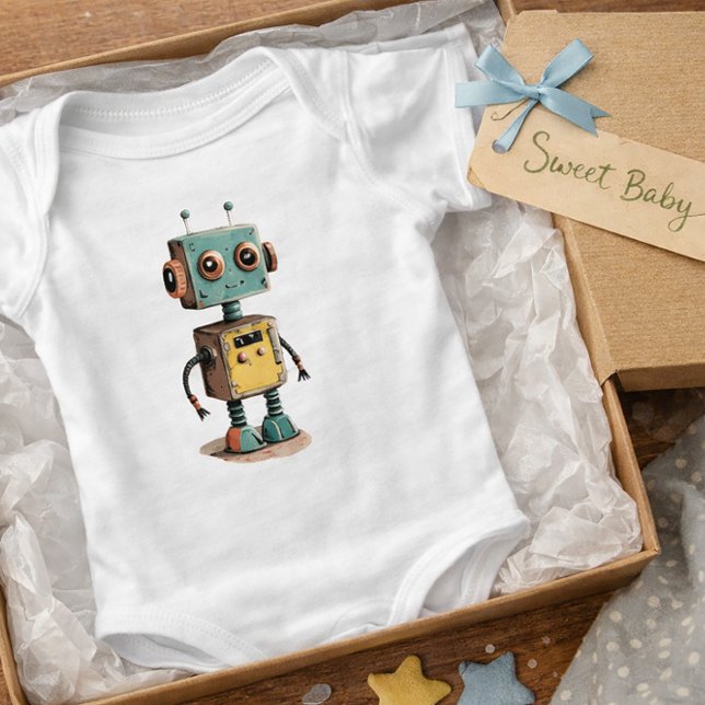 Cute Retro Robot Baby T-Shirt Bodysuit (Creator Uploaded)