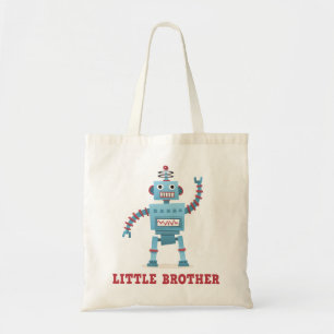 Cute retro robot cartoon android little brother tote bag