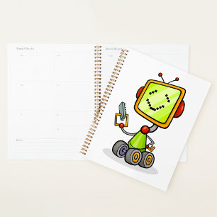 Cute Retro Robot Cartoon Fun AI Tech Digital Art  Planner