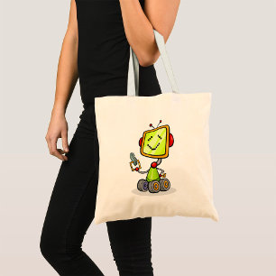 Cute Retro Robot Cartoon Fun AI Tech Digital Art Tote Bag