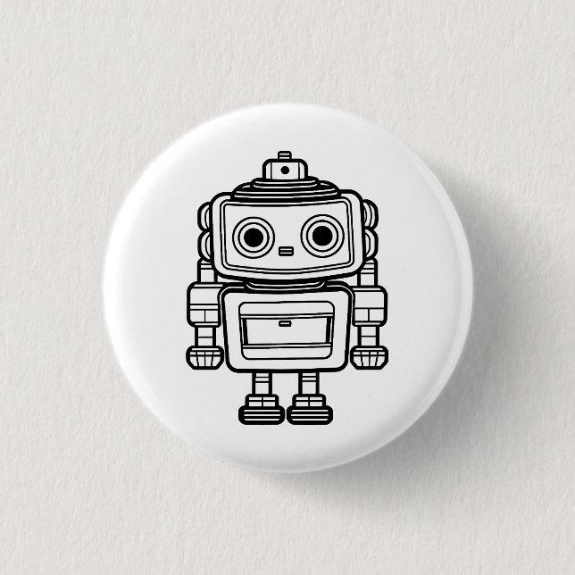 Cute retro robot cartoon illustration Badge (Front)