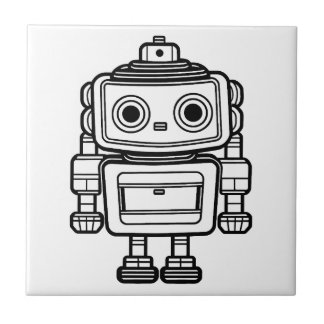 Cute retro robot cartoon illustration ceramic tile