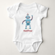Cute retro robot cartoon personalised baby
