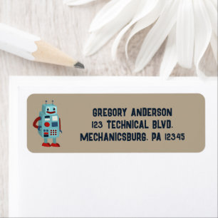 Cute Retro Robot Custom Return Address Return Address Label