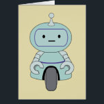 Cute Retro Robot Illustration<br><div class="desc">Cute and friendly robot. This adorable little robot dude has an antenna on top of his head and a handy wheel at the bottom for moving around. His arms have grabby little clamps for grasping at things and has a typical robotic expressionless face. Has a retro flair.</div>