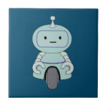Cute Retro Robot Illustration Ceramic Tile<br><div class="desc">Cute and friendly robot. This adorable little robot dude has an antenna on top of his head and a handy wheel at the bottom for moving around. His arms have grabby little clamps for grasping at things and has a typical robotic expressionless face. Has a retro flair.</div>