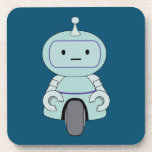 Cute Retro Robot Illustration Coaster<br><div class="desc">Cute and friendly robot. This adorable little robot dude has an antenna on top of his head and a handy wheel at the bottom for moving around. His arms have grabby little clamps for grasping at things and has a typical robotic expressionless face. Has a retro flair.</div>