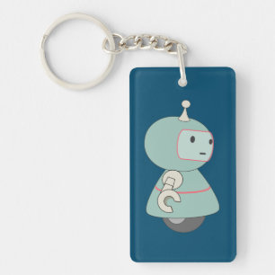 Cute Retro Robot Illustration Key Ring