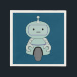 Cute Retro Robot Illustration Napkin<br><div class="desc">Cute and friendly robot. This adorable little robot dude has an antenna on top of his head and a handy wheel at the bottom for moving around. His arms have grabby little clamps for grasping at things and has a typical robotic expressionless face. Has a retro style flair.</div>