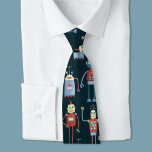 Cute Retro Robot Pattern Dark Tie<br><div class="desc">Cute and helpful looking retro 1950s style robots.  Grandad probably made these in his shed.  Artificial Intelligence,  but not in a scary way.</div>