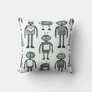 Cute Retro Robot Pattern Throw Pillow