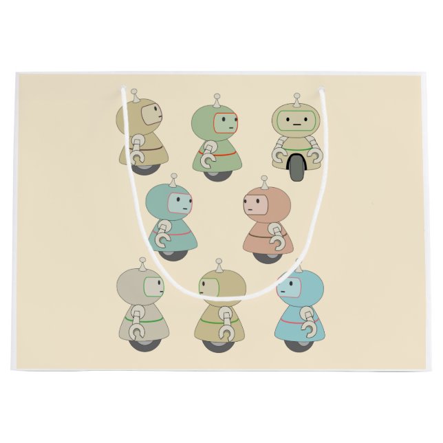 Cute Retro Robots Pattern Large Gift Bag (Front)