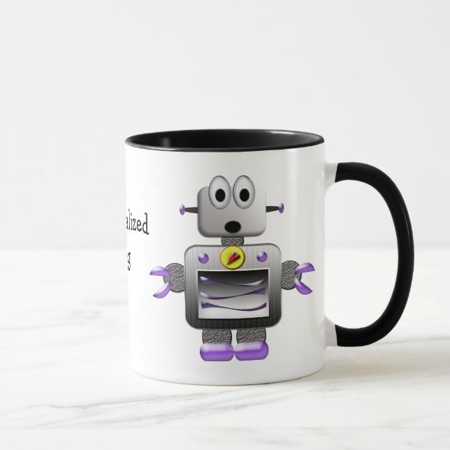 Cute Retro Robots Personalised Mug (Right)