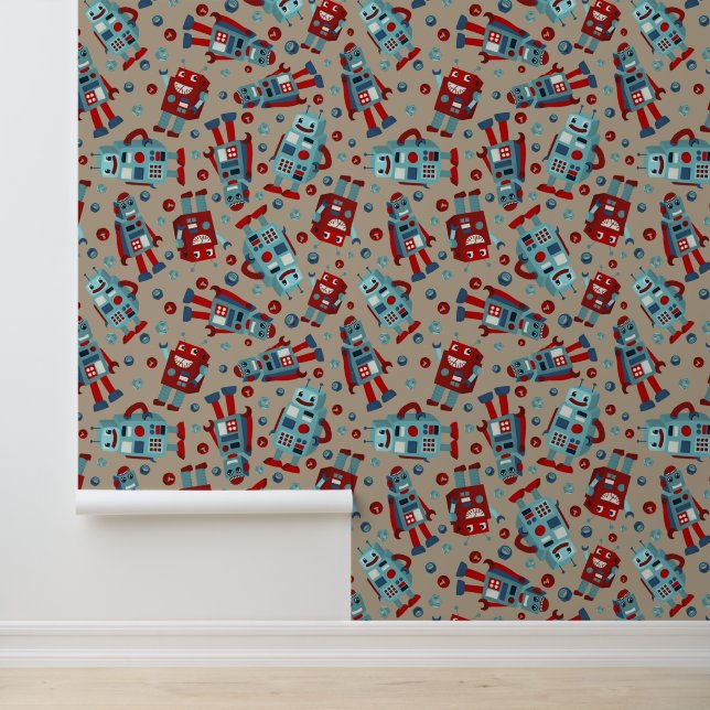 Cute Retro Robots Sci-Fi Themed Wallpaper (Application)